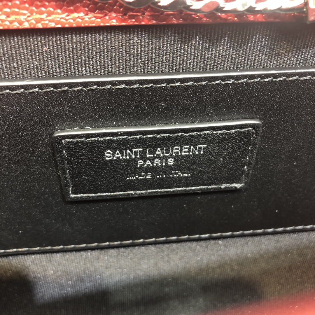 Saint Laurent Kate Medium Grain Calfskin Shoulder Bag Handbag Red 364021 Silver